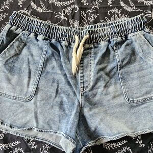 Maurices Light Blue Jean Shorts with Drawstring